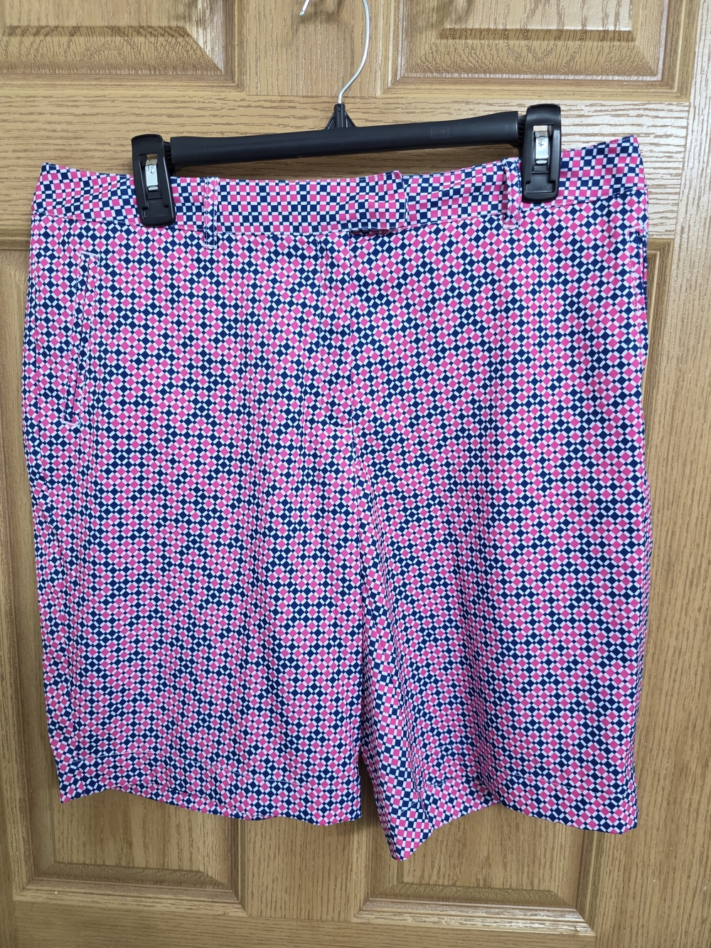 Lady Hagen Pink and Navy Geometric  Golf Shorts